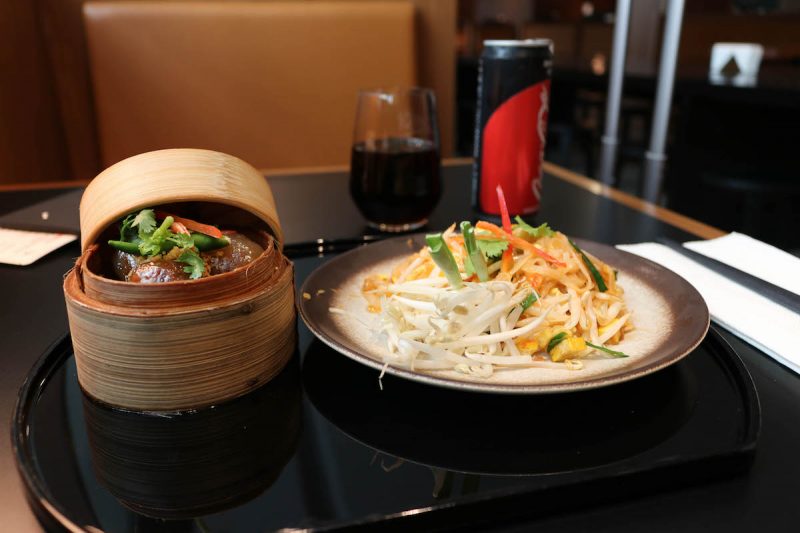 Cathay Pacific Business Class lounge at Bangkok airport - Noodle Bar dishes