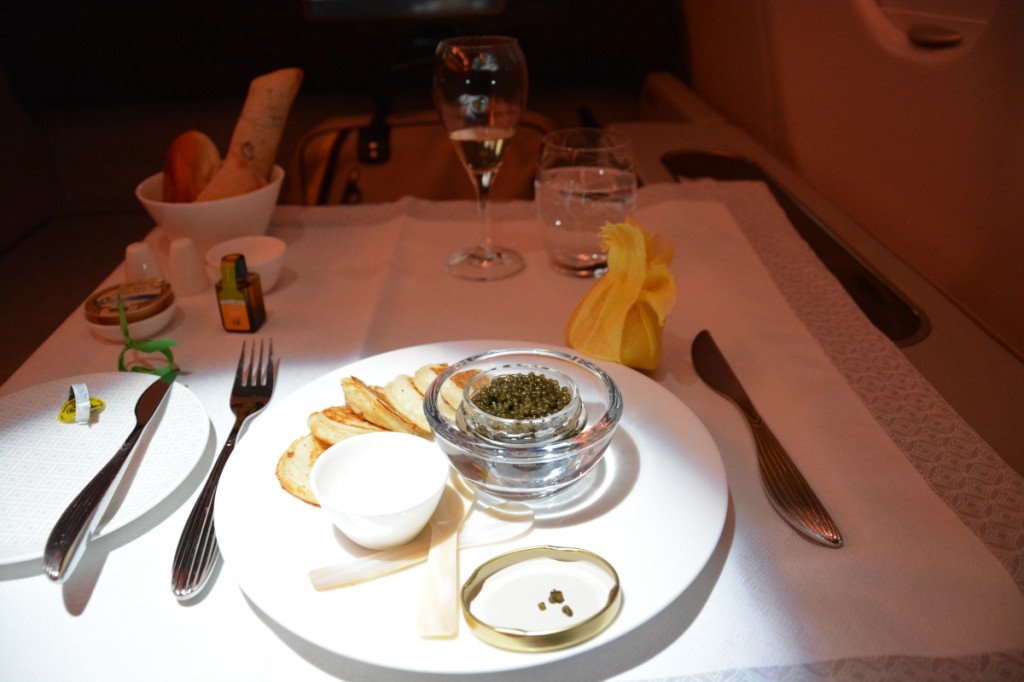 Qatar Airways First Class - Cavia appetizer